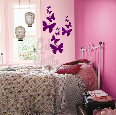 vinilo decorativo pared vuelo de mariposas