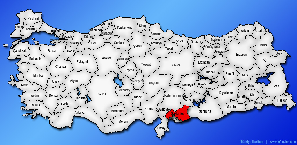 Gaziantep ilinin Türkiye haritasındaki yeri ve konumu nerede? - Laf Sözlük