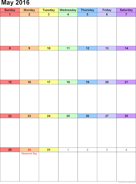 May 2016 Printable Calendar A4, May 2016 Blank Calendar, May 2016 Planner Cute, May 2016 Calendar Download Free
