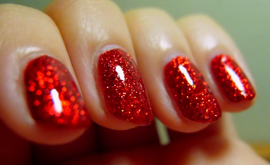 [ 2 coats: Milani Red Sparkle]