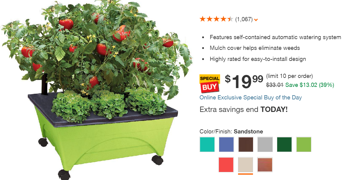 City Pickers 24.5" x 20.5" Patio Raised Garden Bed Grow Box Kit With