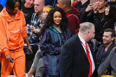 Rihanna enjoying herself at the Jan. 2015 Lakers Game,
