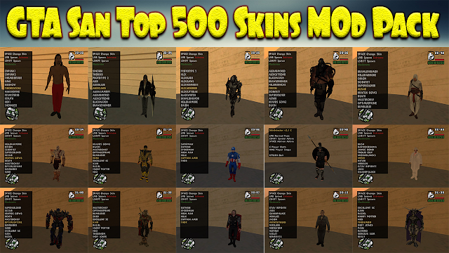 GTA San Andreas Top 500 Skins Pack Mod Free Download 