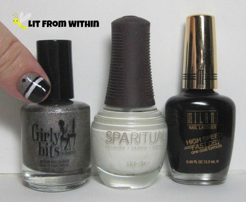Bottle shot:  Girly Bits Dash Away All, SpaRitual Peace & Harmony, and Milani Rapid Orchid