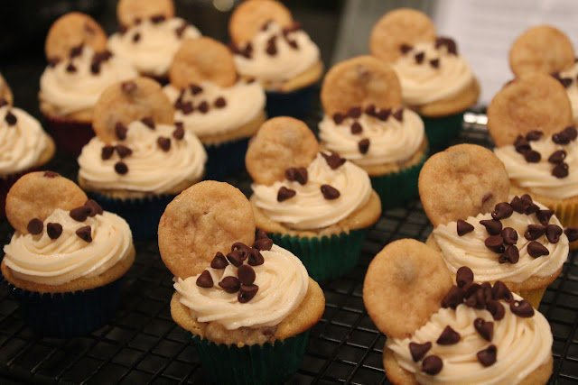 Mini chocolate chip cookie dough cupcakes