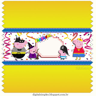 Peppa Pig en Carnaval: Etiquetas para Candy Bar para Imprimir Gratis. Etiquetas para Imprimir Gratis de Peppa Pig en Carnaval.