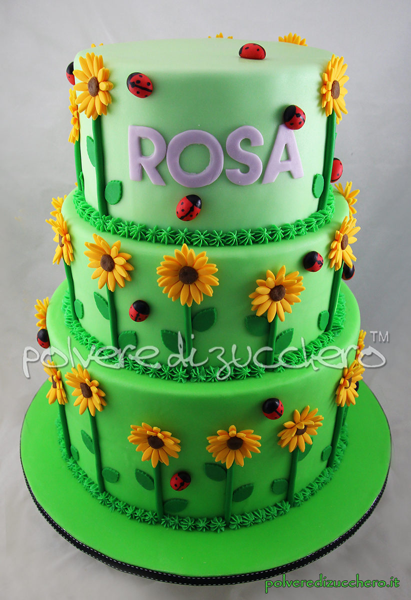 cake design torta decorata girasoli sunflower compleanno torta decorata polvere di zucchero