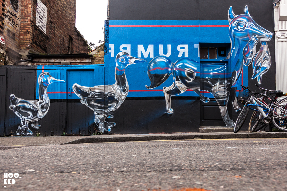 Fanakapan, Street Art Mural on Hanbury Street, London. Photo ©Hookedblog / Mark Rigney
