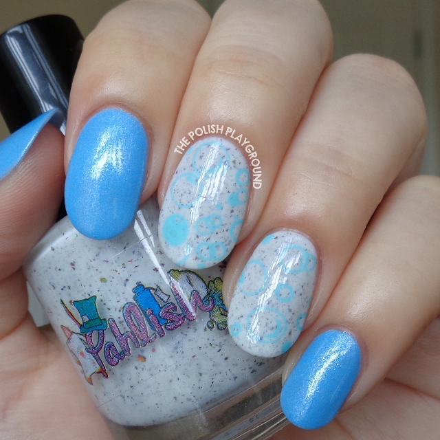 Light Blue Underwater Bubbles Stamping Nail Art