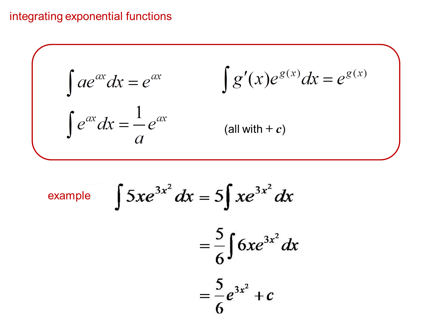 core pure 3 notes integrals involving exponentials