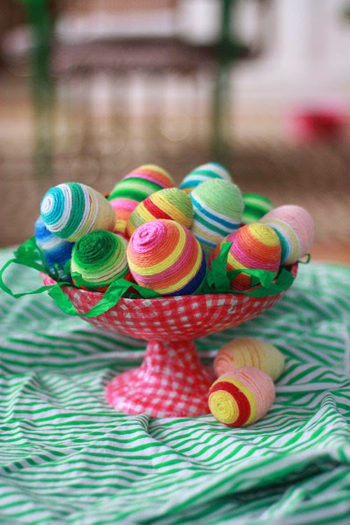 Easter egg decorative ideas Colored Threads (5)