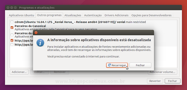 Recarregar a lista de repositórios do sistema Recarregar a lista de repositórios do sistema