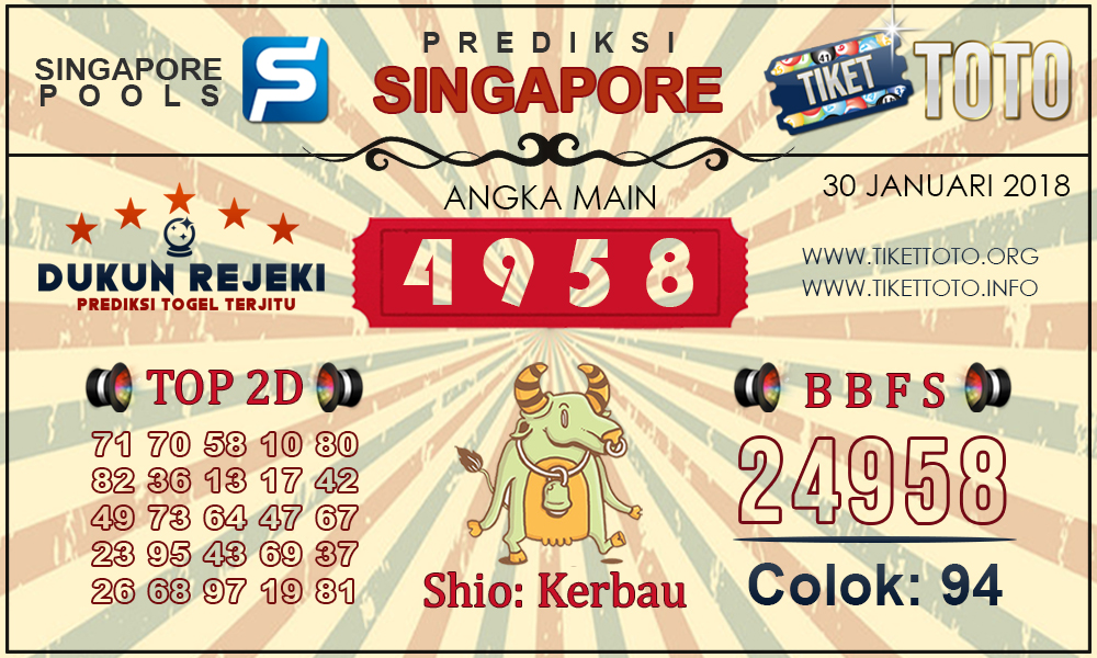 Prediksi Togel SINGAPORE TIKETTOTO 30 JANUARI 2019