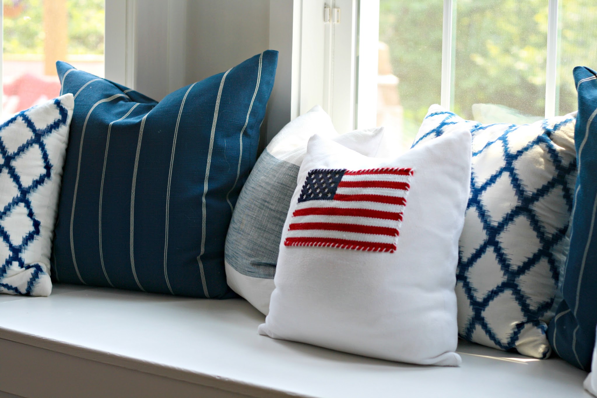 American flag sweater pillow