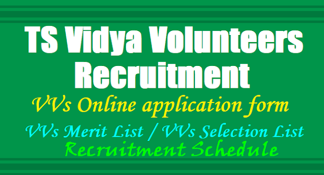 TS Vidya Volunteers Recruitment 2017,TS VVs Online application form 2017,VVs Merit List,VVs Selection List, VVs Results,VVs Recruitment Schedule TS Vidya Volunteers Recruitment 2017,TS VVs Online application form 2017,VVs Merit List,VVs Selection List, VVs Results,VVs Recruitment Schedule