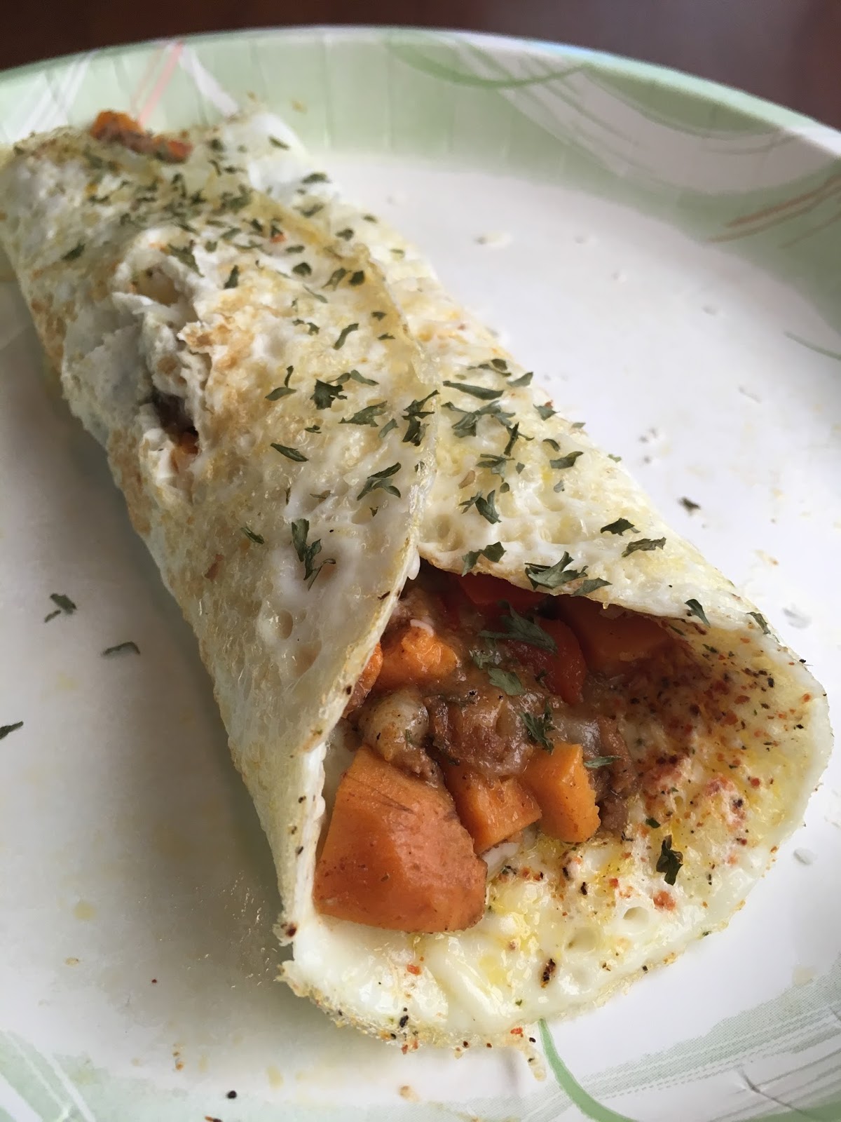 Turkey sweet potato omelette