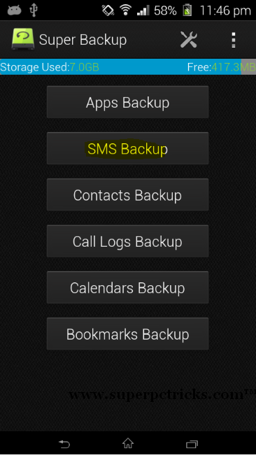 backup sms on android phone