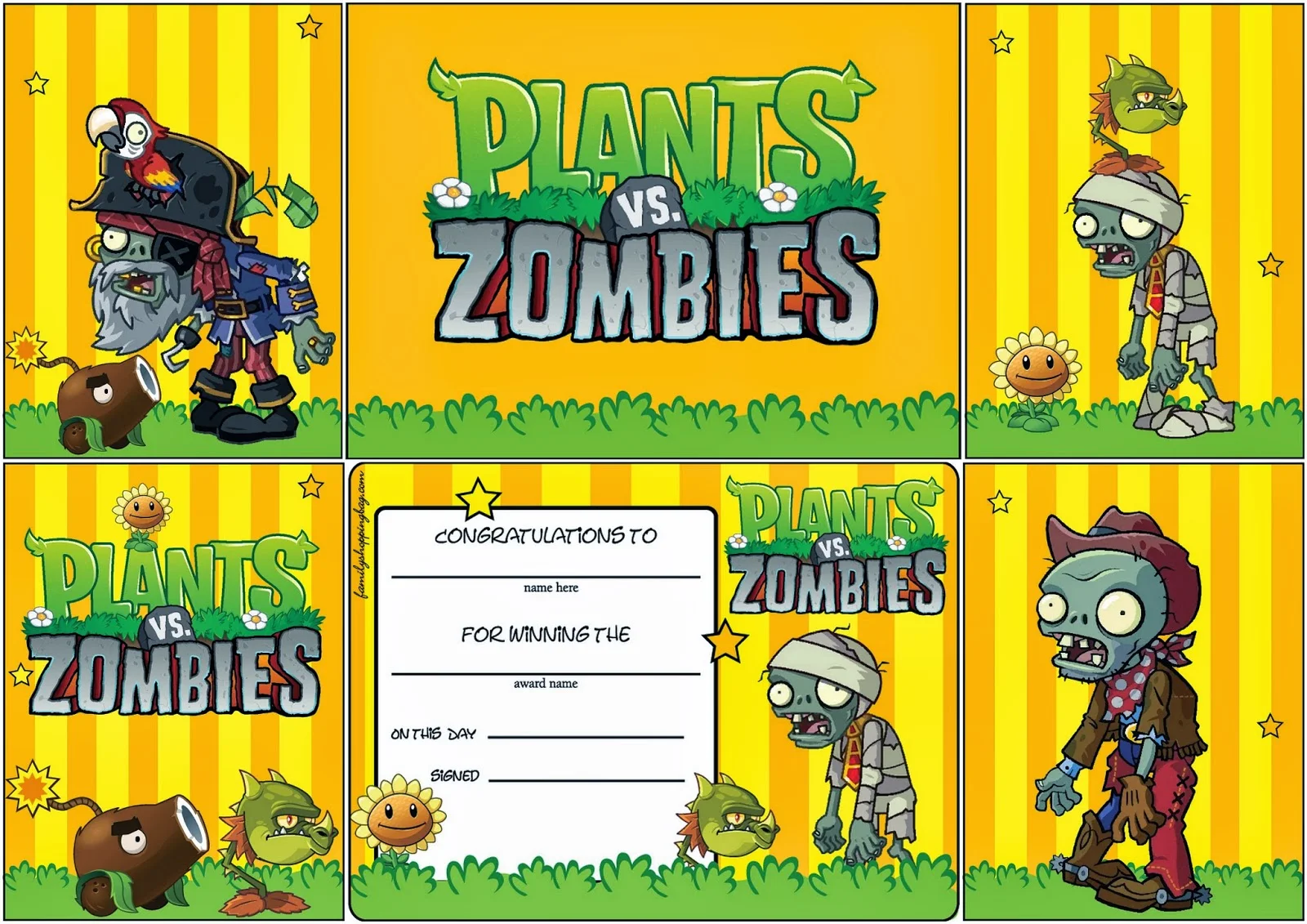 Plantas vs Zombies: Imágenes, Tarjetas o Invitaciones para Imprimir Gratis.