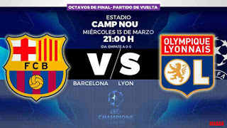 ملخص مباراة برشلونة و ليون مباشر اليوم دوري ابطال اوروبا