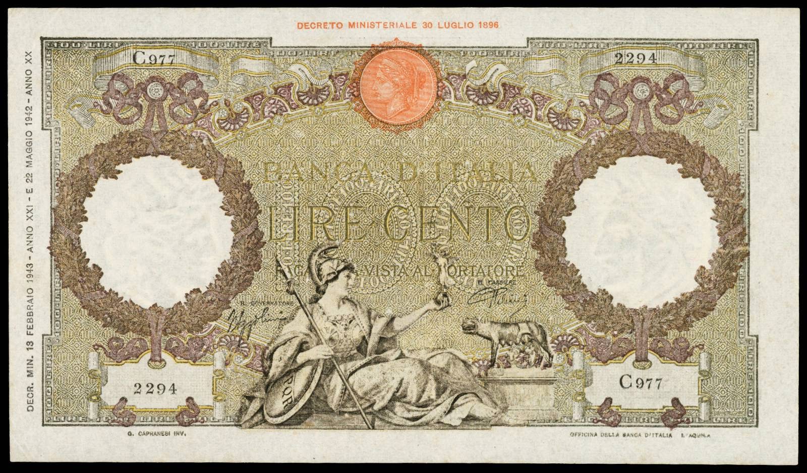 World Banknotes Coins Pictures Old Money Foreign Currency Notes World Paper Money Museum Italy 100 Lire Banknote 1943