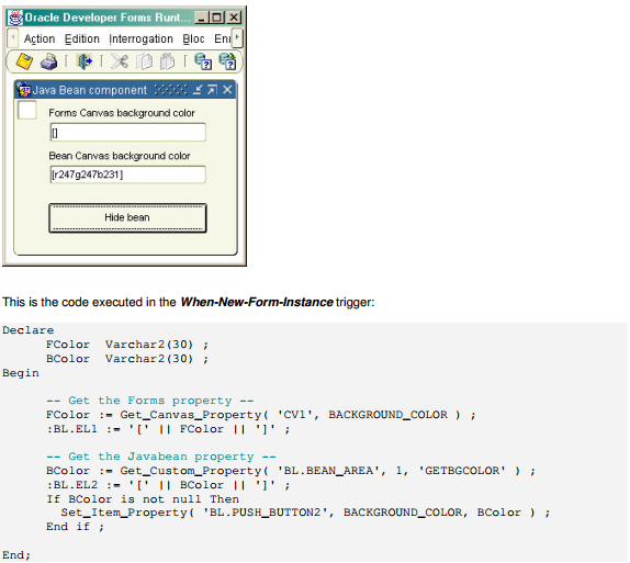 Oracle Forms JavaBean tutorial