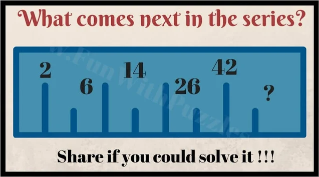 2 6 14 26 42 ?. What comes next in this Maths Series?