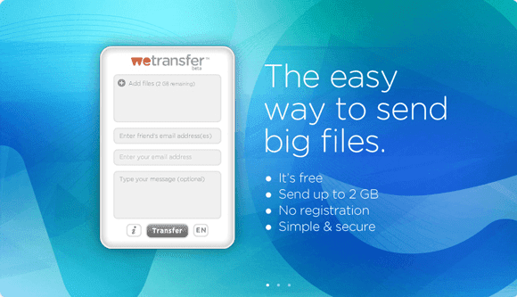 WeTransfer - Transferencia de archivos sin registro