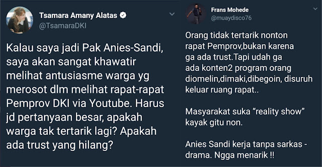 Tsamara 'Diskak' Warganet Gara-gara "Ngoceh" Warga yang Tak Antusias Tonton Video Pemprov DKI Tsamara 'Diskak' Warganet Gara-gara "Ngoceh" Warga yang Tak Antusias Tonton Video Pemprov DKI