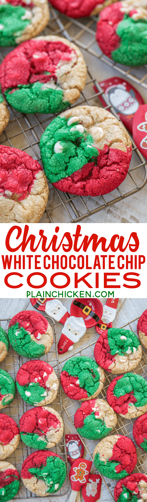Christmas White Chocolate Chip Cookies - Plain Chicken Christmas White Chocolate Chip Cookies - Plain Chicken