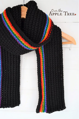 The Dark Rainbow Scarf, FREE PATTERN by Over The Apple Tree