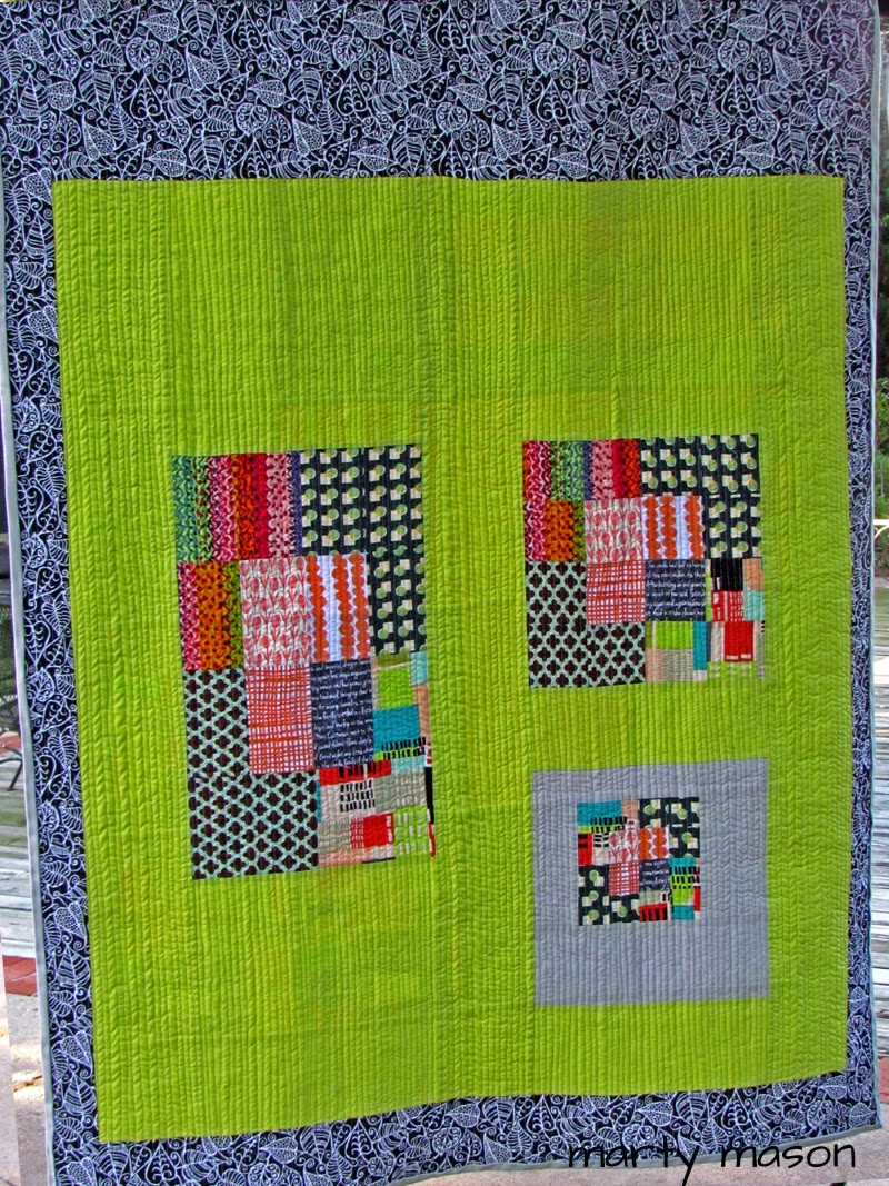 "running with scissors" a modern quilt designed, pieced and quilted by Marty Mason 