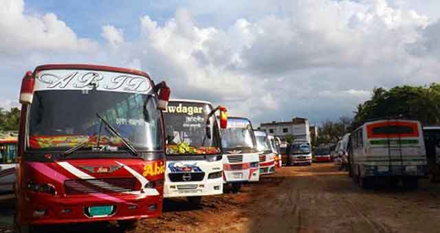 The halt of transport workers in Joypurhat, stop bus service জয়পুরহাটে পরিবহন শ্রমিকদের কর্মবিরতি, সকল রুটে বাস চলাচল বন্ধ