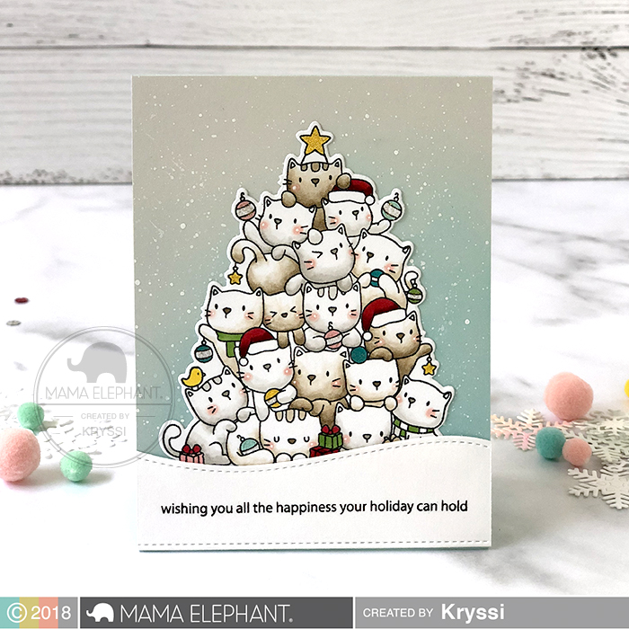 ME Supplies Used Oh Kitty Tree Stamps And Dies Available 9 15 2018 On The Hills Merry Christmas Wishes