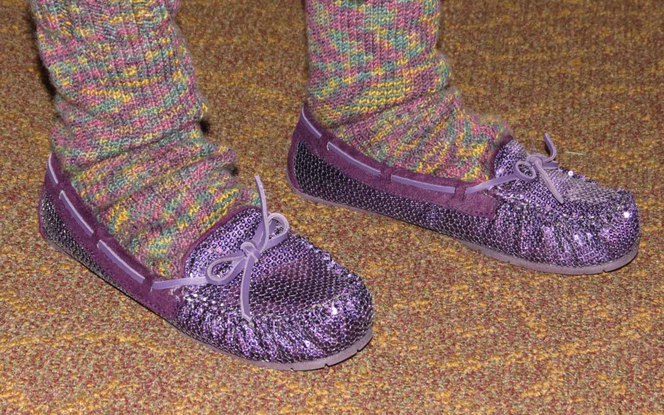 Lynda Grace An Hour Away Saggy Old Lady Socks and Sparkly Purple Shoes