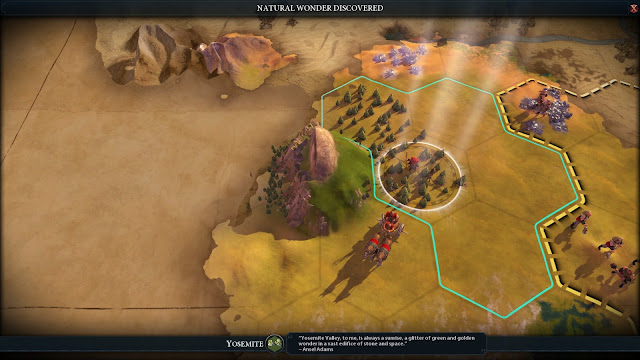 Screenshot of a Natural Wonder being discovered in Civ VI