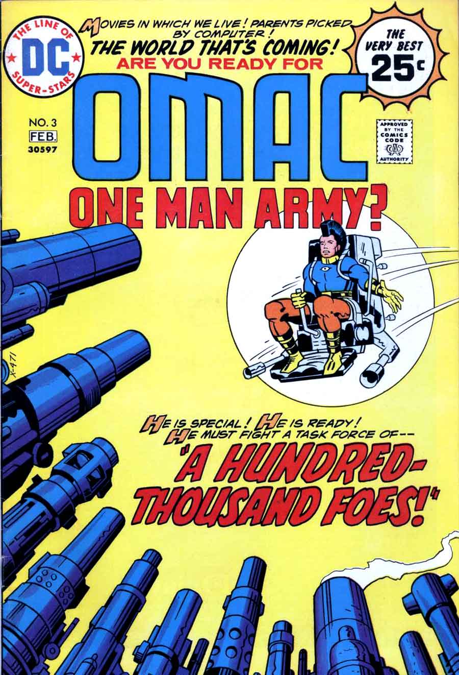 Omac v1 #3 dc bronze age comic book cover art by Jack Kirby