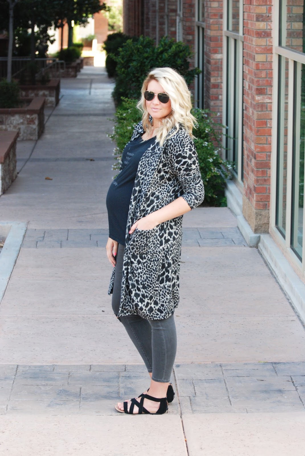 Leopard Cardigan, Pregnant Outfit, Modest Fashion Blogger