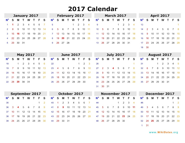 download year calendar 2017