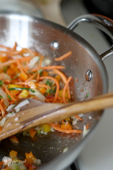 stir-frying veggies in the OXO 12 Inch Stainless Steel Wok
