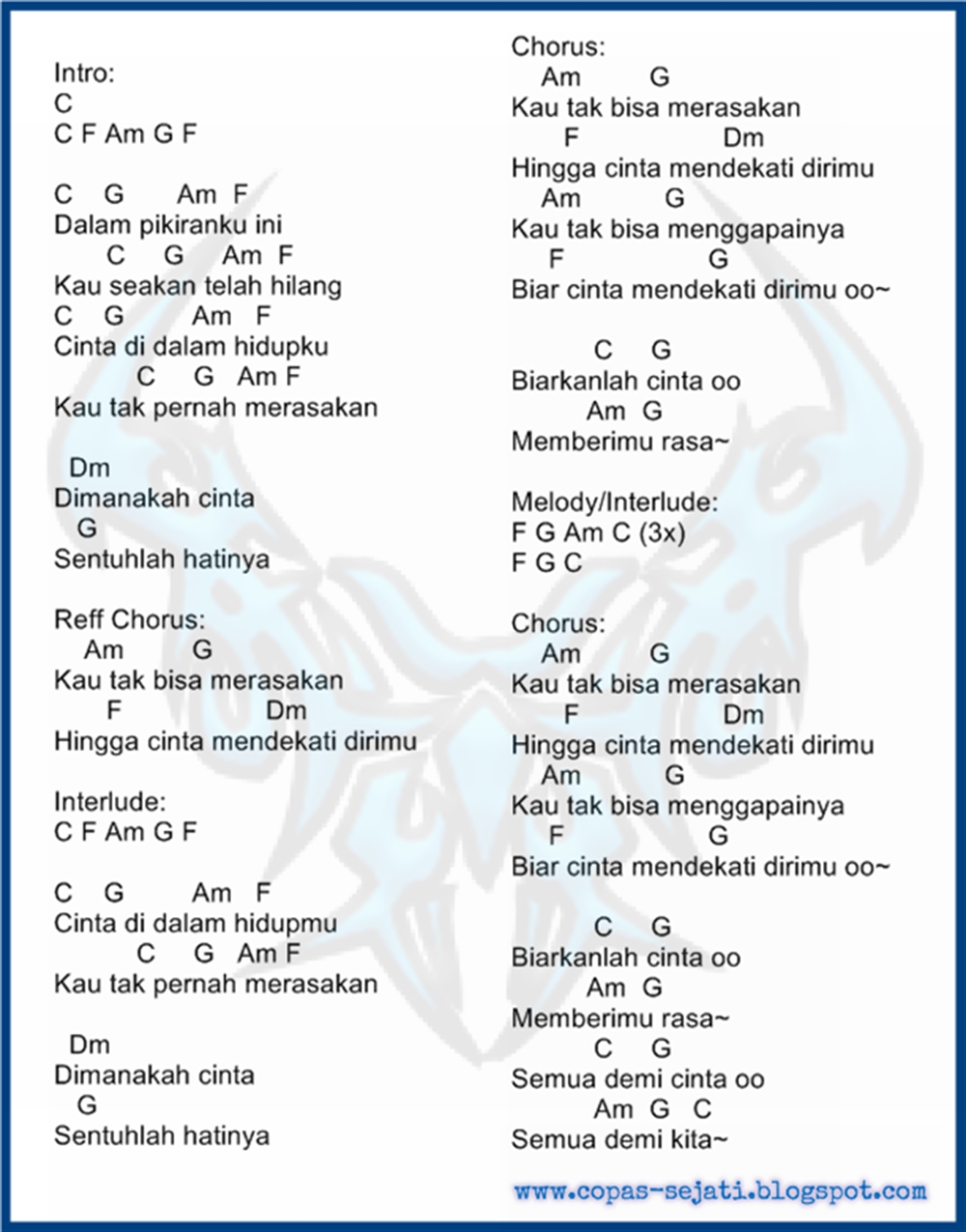 Chord Gitar Keyla Sadari Hati