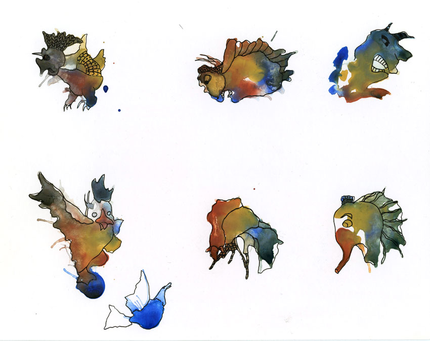 365 Projects Watercolor Blob Monsters Drawings Day 4 Creatures