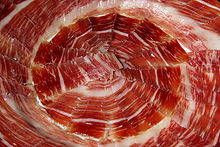 Jamón serrano, cortado, corte Jamón serrano, cortado, corte