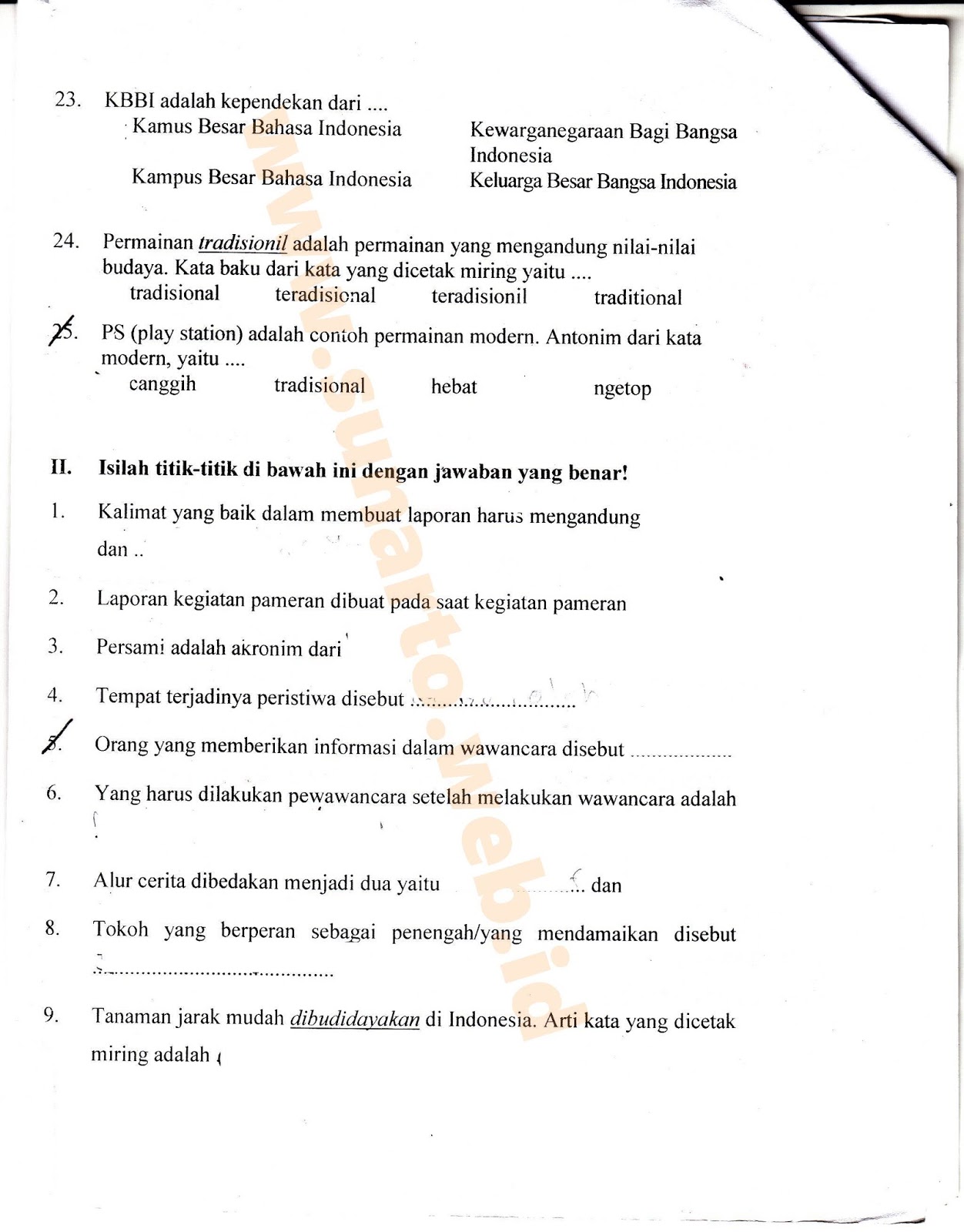 UTS Ujian Tengah Semester Tema 1 dan 2 Bahasa Indonesia Halaman 4 SD Kelas 4 TA 2016 2017 Kurikulum2013