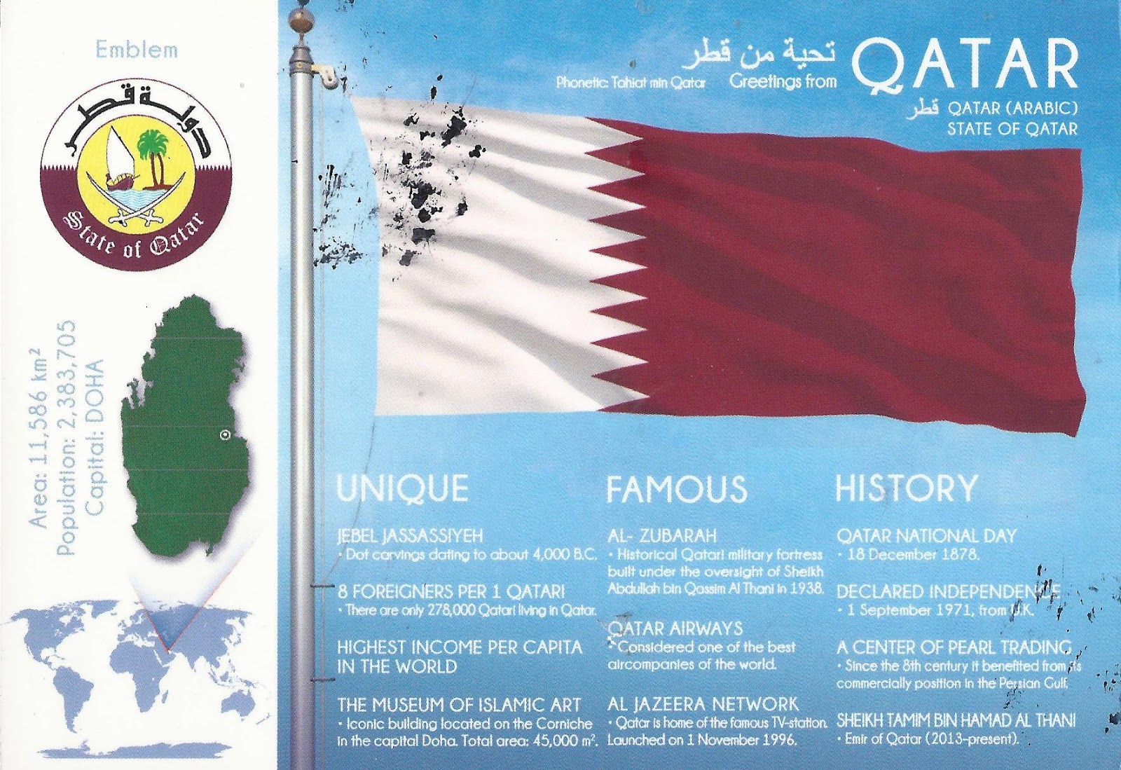 A Journey of Postcards Flags of the World Qatar