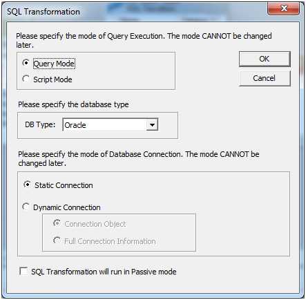 Database Connection: Static Connection