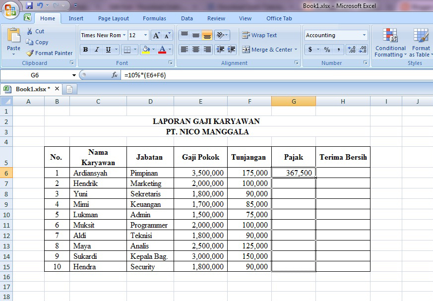 Contoh Excel Gaji Karyawan 11+ Contoh Slip gaji karyawan, Swasta