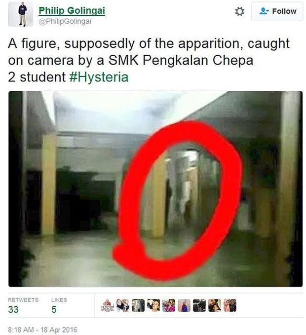 O jornalista malaio Philip Golingai tuitou esta imagem que teria sido feita por um estudante na escola fechada (Foto: Reprodução/Twitter)