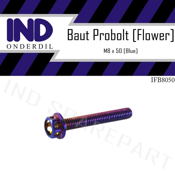 Baut-Baud Probolt-Pro Bolt Flower Blue-Biru M8X50-8X50-8 X 50 Kunci 12 Juara