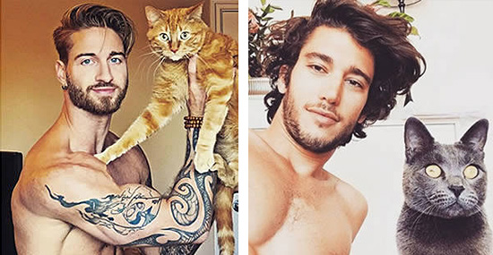 'Caras sexy com gatinhos' - Bonitões com pets estão dominando a internet