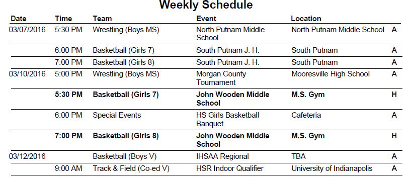 The Bulldog Fetch: Athletic Schedule